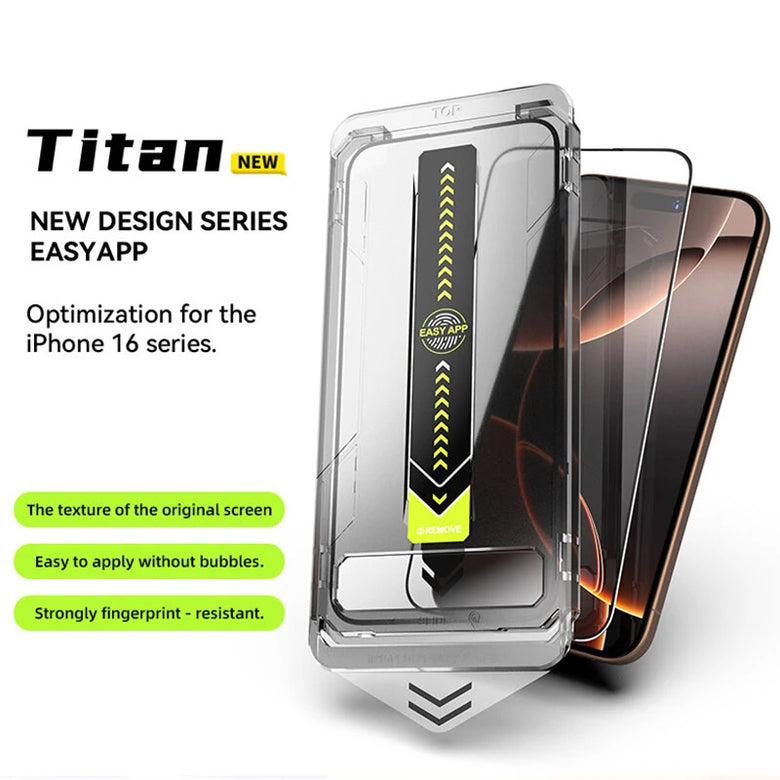 Corning Gorilla Premium Titan Series Tempered Glass with Hard Case Easy Installation HD Screen Film for iPhone 16 16 Plus 16 Pro 16 ProMax Anti-spy Screen Protector
