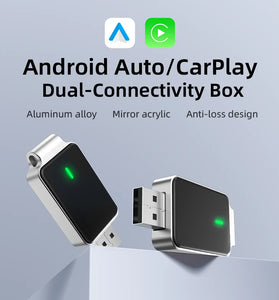 BABAOLONG  2 in 1 Wireless Carplay & Android Auto Adapter, Convert Wired to Wireless Adapter for Apple Carplay with Fast Stable 5.8Ghz WiFi Bluetooth Connection