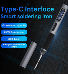 Intelligent Portable Welding Pen Type-C Interface 18-100W Adjustable Power OLED Display Fast Heating Temperature Control 80-450 176-842