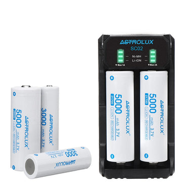 ASTROLUX SC02 Type-C QC 3.0 Quick Charge USB Battery Charger Dual-slots For Li-ion/IMR/INR/ICR Ni-MH Ni-Cd 21700 18650 26650 Flashlight Battery
