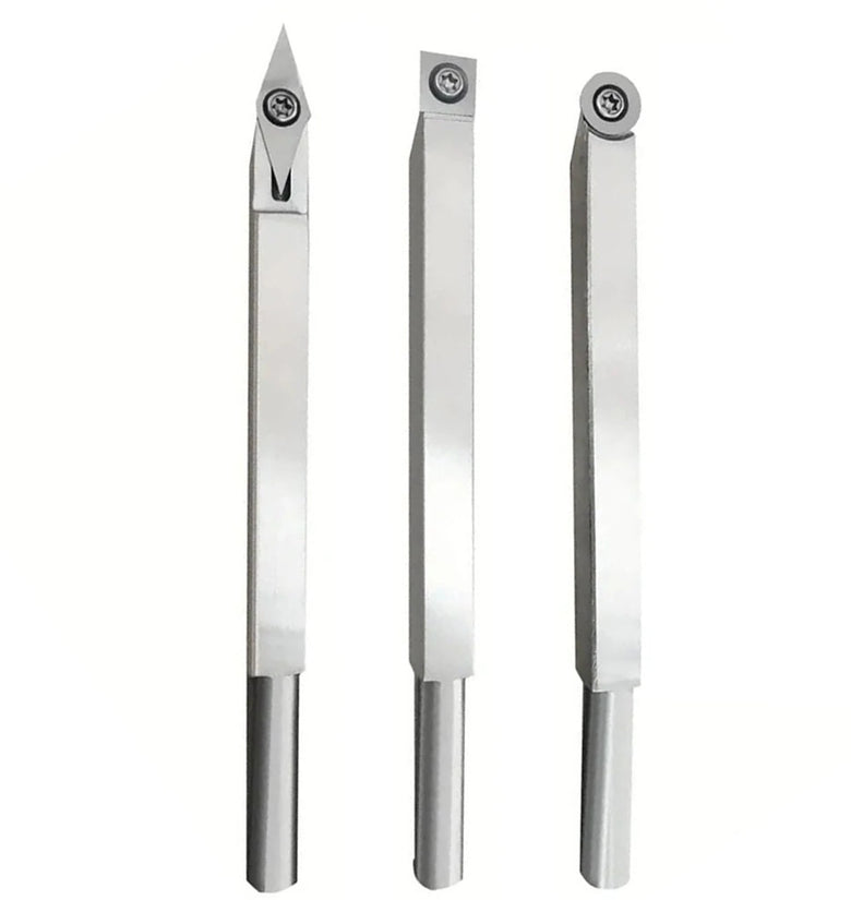 1PCS Carbide Tool Blade for Wood Lathe Turnings Includes 1PCS Tool Holder and Carbide Blades 11mm Square 12mm Round and 30x10mm Diamond with Tip