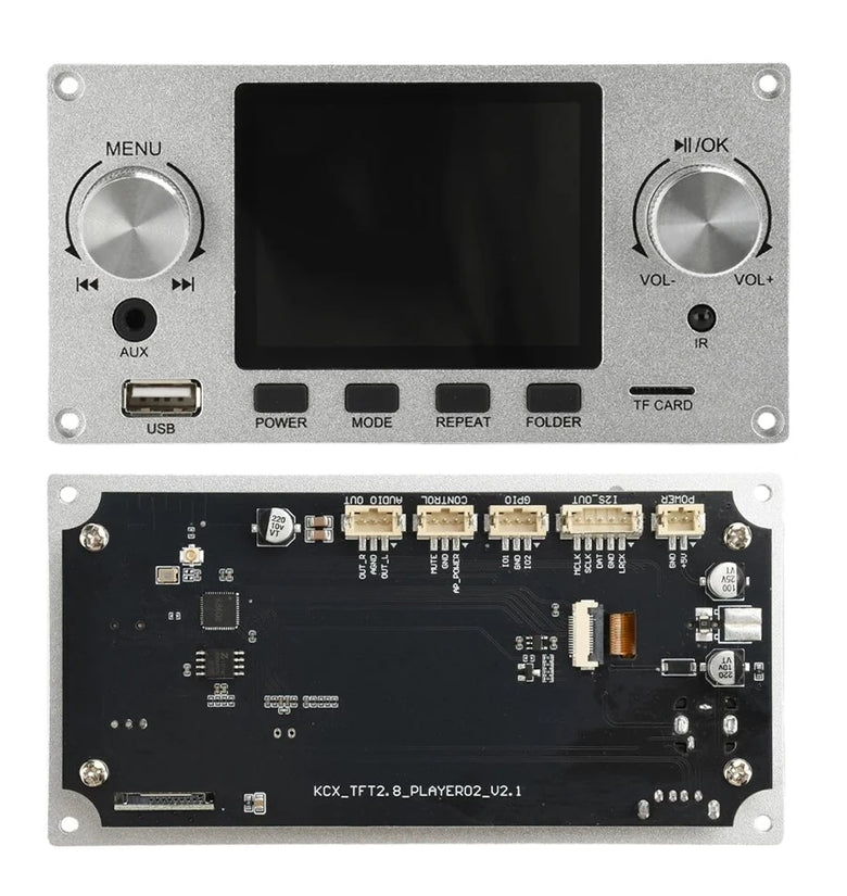 2.8 Inch IPS Screen Audio Decoder Board Bluetooth 5.3 MP3 FLAC WAV APE Support I2S Digital Output USB Sound Card Line Input EQ Audio Module