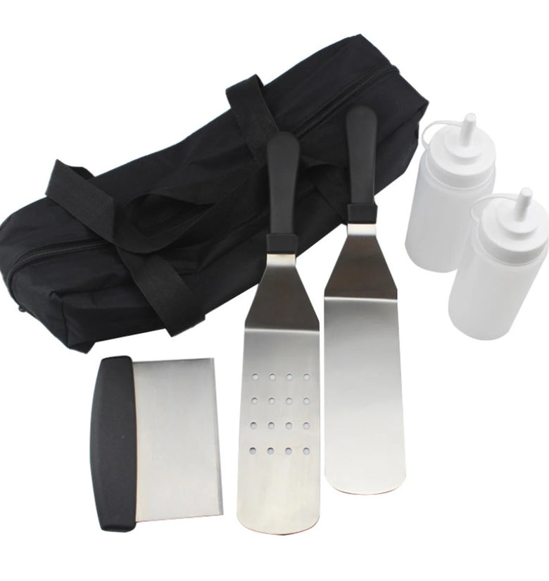 5Pcs Stainless Steel Griddle Cooking Tools Kit for Grill Salad Scraper Chopper Pizza BBQ Baking Kitchen Tools