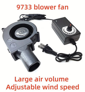 9733 Blower Fan 12V 1.80A High Air Volume Turbine Adjustable Speed Control Compact Design for BBQ Camping Firewood Stove Charcoal Starter Outdoor Cooking Fan