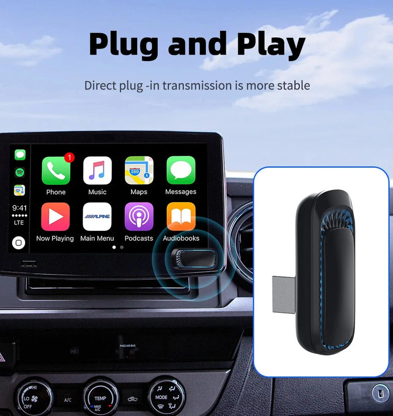 Car Wired to Wireless CarPlay BOX Adapter for Car Stereo With USB Plug and Play Smart Link Phone CarPlay Automatic