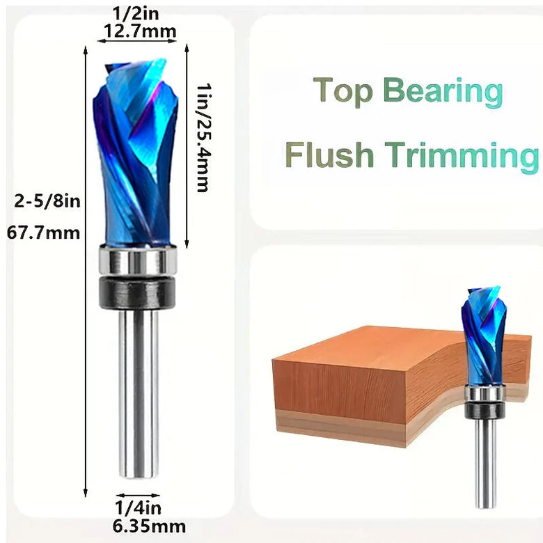 1/4 Inch 6.35mm Shank Compression Flush Trim Router Bit 1/2
