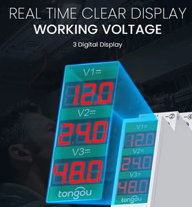 Tongou 1/2/3 Ways DIN Rail Mount Voltage Meter 11V-310V DC Mini Modular Voltmeter High Accuracy LED Digital Display Multi-Circuit Monitoring Energy Efficient Digital Voltmeter