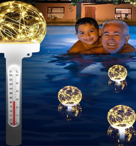 Solar Powered Floating Pool Thermometer Easy to Read Night Display Waterproof High Accuracy LED Colored Light for Perfect Ambiance and Accurate Temperature Reading Ideal for Swimming Pool Hot Tub Pond