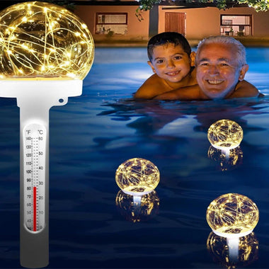 Solar Powered Floating Pool Thermometer Easy to Read Night Display Waterproof High Accuracy LED Colored Light for Perfect Ambiance and Accurate Temperature Reading Ideal for Swimming Pool Hot Tub Pond