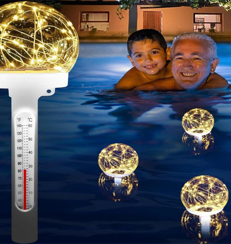 Solar Powered Floating Pool Thermometer Easy to Read Night Display Waterproof High Accuracy LED Colored Light for Perfect Ambiance and Accurate Temperature Reading Ideal for Swimming Pool Hot Tub Pond