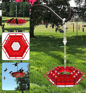 Hand-Blown Hummingbird Feeder Multi-Feed Ports Easy Clean Mount Acrylic Outdoor Hanging Bird Feeder Wind Chimes Design Perfect Gift For Wild Bird Feeder Garden Yard