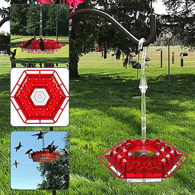 Hand-Blown Hummingbird Feeder Multi-Feed Ports Easy Clean Mount Acrylic Outdoor Hanging Bird Feeder Wind Chimes Design Perfect Gift For Wild Bird Feeder Garden Yard
