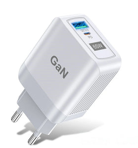 [GaN Tech]USLION 65W 2-Port USB PD Charger Dual 33W USB-A PD3.0 QC3.0 PPS Fast Charging Wall Charger Adapter EU Plug US Plug UK Plug for Xiaomi 12 for Redmi K30 Pro for iPhon13 for Samsung Galaxy S21