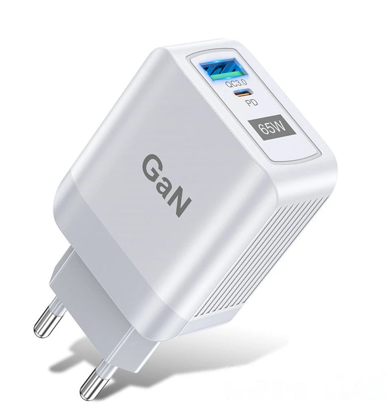 [GaN Tech]USLION 65W 2-Port USB PD Charger Dual 33W USB-A PD3.0 QC3.0 PPS Fast Charging Wall Charger Adapter EU Plug US Plug UK Plug for Xiaomi 12 for Redmi K30 Pro for iPhon13 for Samsung Galaxy S21