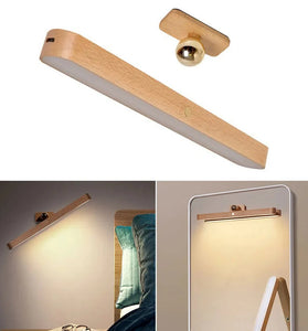 Cordless Mirror Front Light USB LED Night Light Makeup Light Wooden LED Night Light USB Magnetic Mirror Fill Light Touch Wall Lamp Kitchen Cabinet Light Bedside Lamps