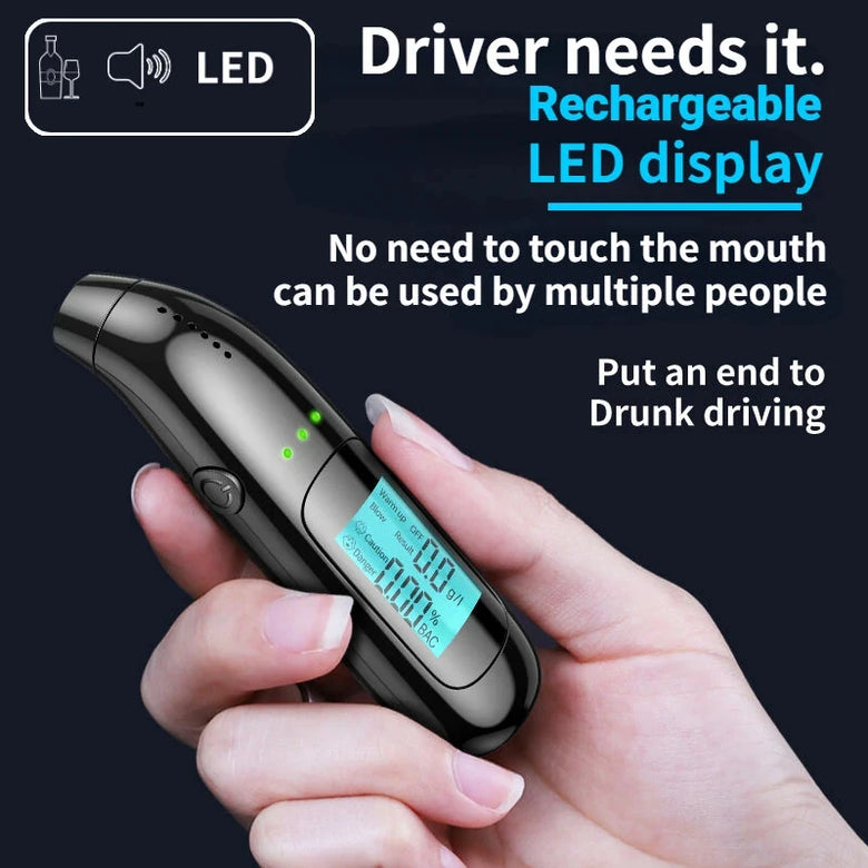 Digital Alcohol Tester LCD Display High-precision Breathalyzer  Professional Alcohol Breath Rechargeable Alcotester Drunk Driving Test