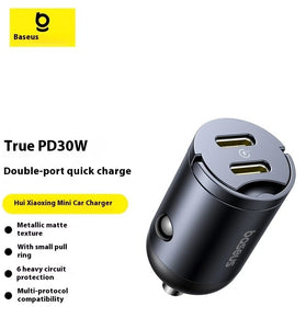 Baseus 30W 2-Port USB PD Car Charger Adapter USB-C+USB-C PD QC SCP FCP AFC Fast Charging for iPhone 16 16 Pro 15 14 13 Pro Max for Huawei Mate XT for Xiaomi MIX Fold4 for Samsung Galaxy Z Flip6