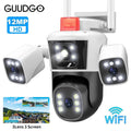 Guudgo 5K 12MP 10X Zoom WiFi IP Camera Three Lens Panoramic View PTZ Outdoor Camera AI Tracking Security Protection CCTV Video Surveillance Cameras IP65 Waterproof