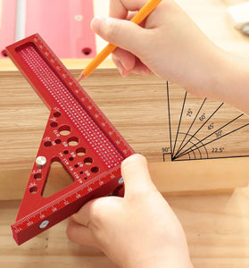 JIGHOLE 3D Multi-Angle Measuring Ruler Square Ruler Hole Drawing Ruler Metric Scale Carpenter Woodworking Layout Tool