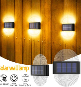2 Pack Outdoor Solar Lights Fan-shape Waterproof Motion Sensor Fence Light for Garden, Yard, Stairs, Pathway & Courtyard Ambient Lighting
