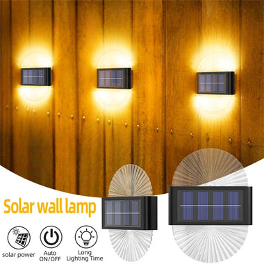 2 Pack Outdoor Solar Lights Fan-shape Waterproof Motion Sensor Fence Light for Garden, Yard, Stairs, Pathway & Courtyard Ambient Lighting