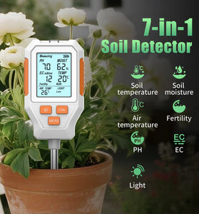 SGS12 3-in-1 SGS15 7-in-1 Soil Analyzer Measures Moisture Temperature pH EC Fertility Light Air Temperature Foldable Digital Display