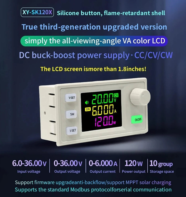 SK120X Boost Buck CNC DC Adjustable Voltage Regulated Power Supply Step-up Step-down Constant Voltage Current Solar Charging Module