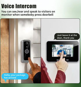 SY-30 Wireless Video Doorbell Intercom System 4 Inch Screen with 5000mAh Battery Night Vision PIR Motion Sensor