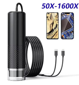 Handheld Digital Microscope 1600x Magnification 2MP 8 LED USB Coin Magnifier Compatible with Android iOS Windows For Mac Rechargeable Portable Lab Camera Adjustable Focus