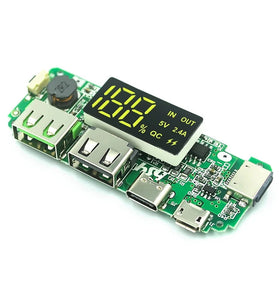 LED Display Dual USB 5V 2.4A Micro Type-C USB Mobile Power Bank 18650 Charging Module Lithium Battery Charger Board Circuit Protection