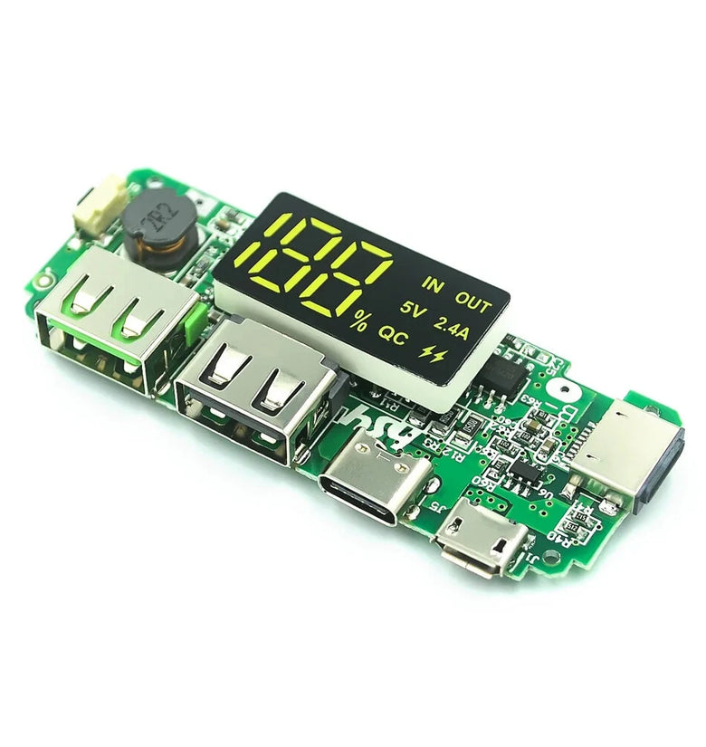 LED Display Dual USB 5V 2.4A Micro Type-C USB Mobile Power Bank 18650 Charging Module Lithium Battery Charger Board Circuit Protection
