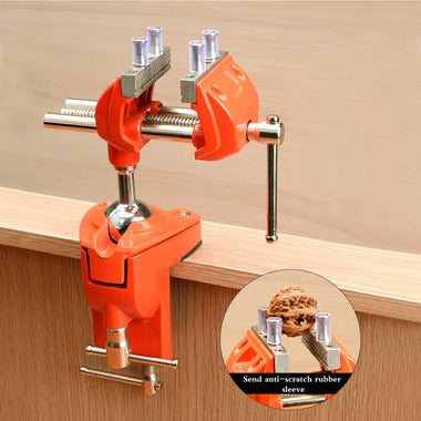 MYTEC Clamp Bench Vise Heavy Duty Cast Steel 360 Degree Swivel Base Woodworking Vise 3.5 Inch Jaw Width Table Clamp Vise for DIY Projects Workbench Creations
