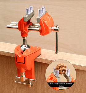 MYTEC Clamp Bench Vise Heavy Duty Cast Steel 360 Degree Swivel Base Woodworking Vise 3.5 Inch Jaw Width Table Clamp Vise for DIY Projects Workbench Creations