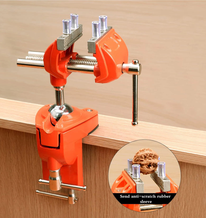 MYTEC Clamp Bench Vise Heavy Duty Cast Steel 360 Degree Swivel Base Woodworking Vise 3.5 Inch Jaw Width Table Clamp Vise for DIY Projects Workbench Creations
