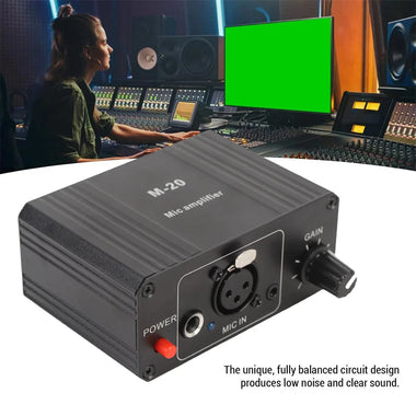 High Gain 48V Microphone Preamp Low Noise XLR Output Balanced Amplifier Compact Design for Dynamic and Condenser Mic Professional Audio