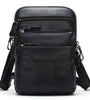 Ekphero Men's Genuine Leather Crossbody Bag with Zipper Mobile Phone Shoulder Bag Small Travel Waist Bag Multi-Pockets Male Belt Waist Packs