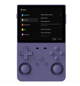 L35 64G 15000+ Games 3.5-inch IPS Screen Handheld Gaming Console Open Source RK3326 Quad-core Dual 360 Joysticks Video Game Player 3000mAh Rechargeable Built-in Speaker Support 3.5mm Stereo Earphone