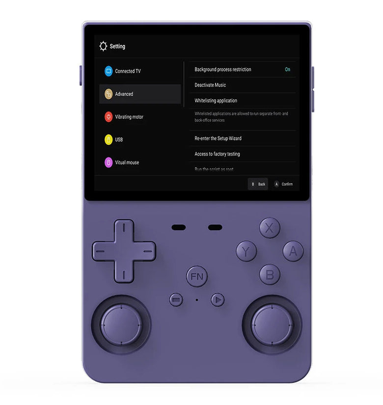 L35 64G 15000+ Games 3.5-inch IPS Screen Handheld Gaming Console Open Source RK3326 Quad-core Dual 360 Joysticks Video Game Player 3000mAh Rechargeable Built-in Speaker Support 3.5mm Stereo Earphone