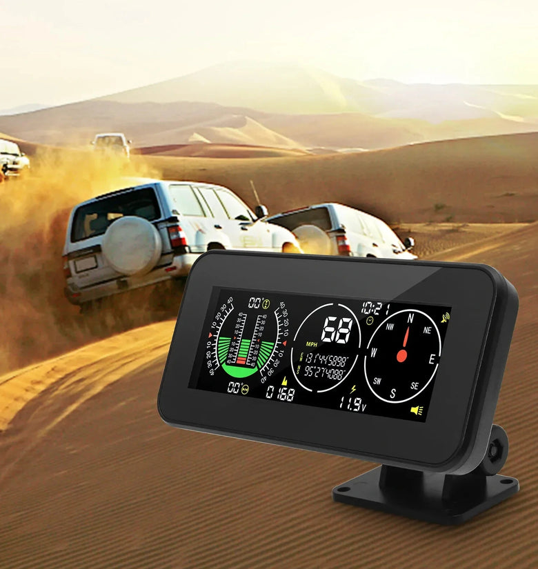 Car Head Up Display Digital Speed Slope Meter Inclinometer With GPS Speedometer Compass Real Time Measurement