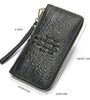 Ekphero Genuine Leather Crocodile Texture Wallet Unisex Long Business Handheld Bag Zipper Card Holder Fashion Cowhide Money Clip Purse