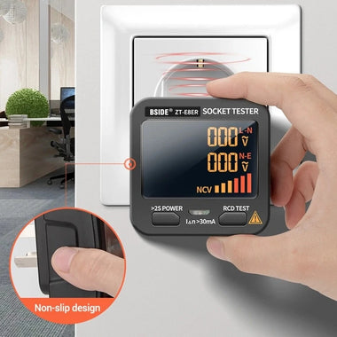 BSIDE ZT-E8 LCD Socket Tester Color Screen Voltage Outlet Tester Auto Electric Circuit Polarity Wall Plug Switch