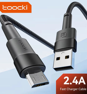 Toocki TQ-X16 2.4A USB-A to Micro USB Cable Fast Charging Data Transmission Tin-plated Copper Core Line 1M/2M Long for Huawei P Smart 2021 for Xiaomi 4C for iQOO U3x
