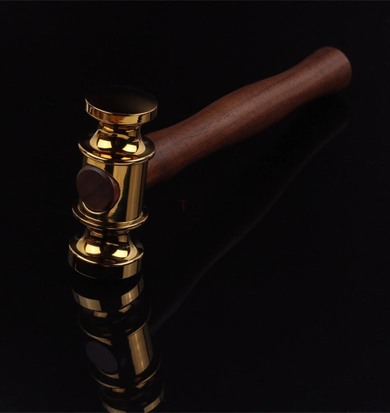 Brass Hammers Solid Mirror Polished Commencement Starting Hammer Wooden Handle Leather Craft Workshop DIY Tool