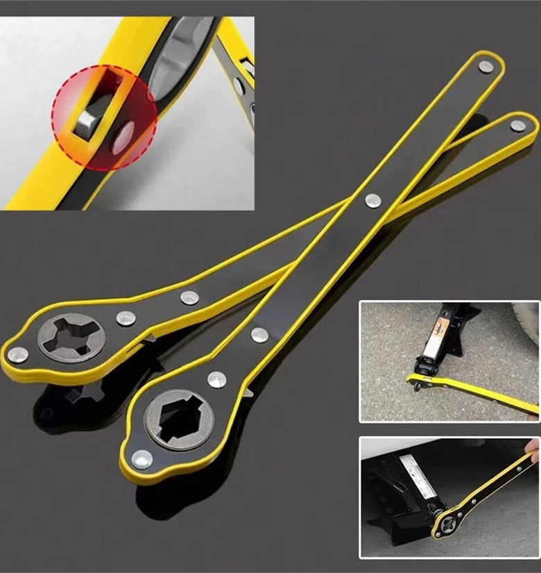 Jack Ratchet Wrench Dual Interface Design High Strength Steel Anti Rust Portable Labor Saving Tool