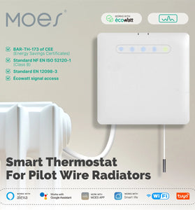 MOES Tuya Wifi Smart Thermostat for Pilot Wire Heating Radiator Support Ecowatt Electricity Monitoring App Remote Control Work with Alexa Google Home