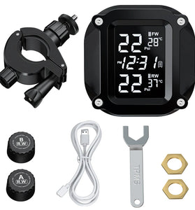 Extractme Wireless TPMS Motorcycle Tyre Temperature Alarm Sensor USB Charging LCD Display Tire Pressure Monitoring System