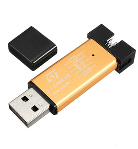 Geekcreit 3.3V 5V XTW ST-LINK V2 STM8 / STM32 Simulator Programmer Downloader Debugger 500MA Fuse Short Circuit Protection Aluminum Alloy U Disk Shell With 20cm Dupont Wire