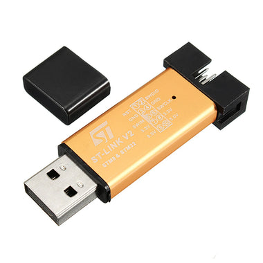 Geekcreit 3.3V 5V XTW ST-LINK V2 STM8 / STM32 Simulator Programmer Downloader Debugger 500MA Fuse Short Circuit Protection Aluminum Alloy U Disk Shell With 20cm Dupont Wire