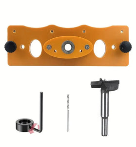 35mm Hinge Hole Drilling Guide Jig Cabinet Door Hinge Positioning and Punch Locator Woodworking Tool with Low Noise High-Speed Rotation Bearing