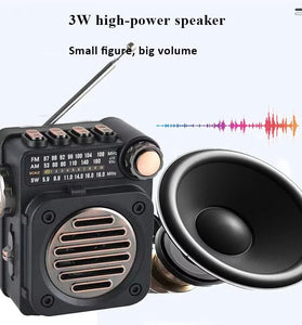 M8 Mini Portable Radio FM AM SW Stereo Pocket Radios Receiver Multifunctional Wireless bluetooth Music Player with LED Flashlight